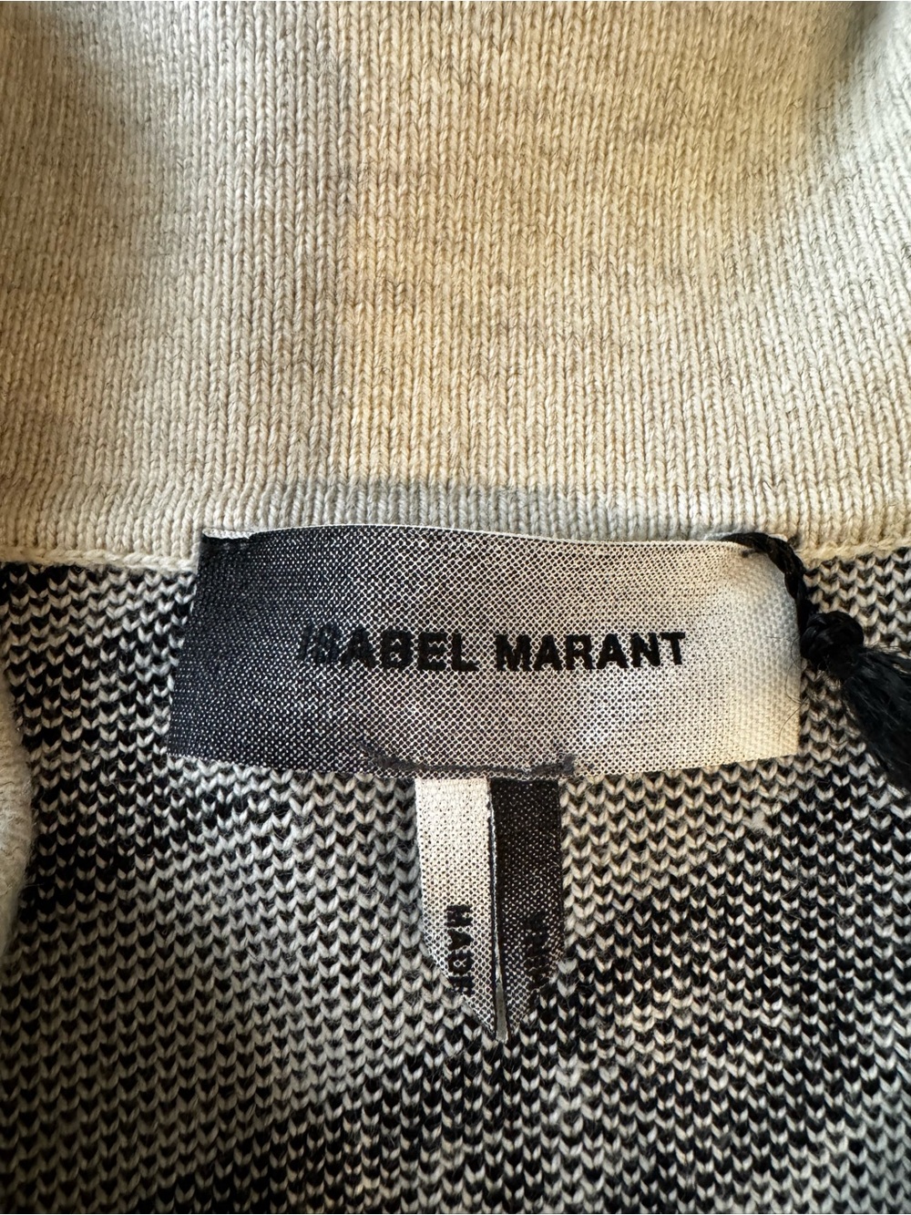 Isabel Marant Black & Beige Diagonal Stripe Polo Sweater - Picture 6 of 7